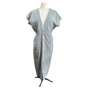 Anthropologie‎ AISH Ava Dress Blue/Natural Stripe Cotton Caftan Maxi S/M NWOT